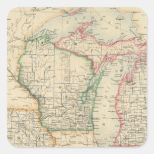 States of Michigan, Wisconsin and Iowa Square Sticker