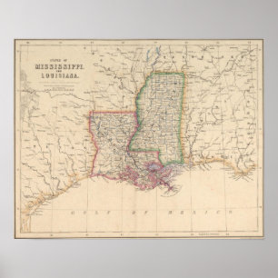 States of Mississippi and Louisiana Poster