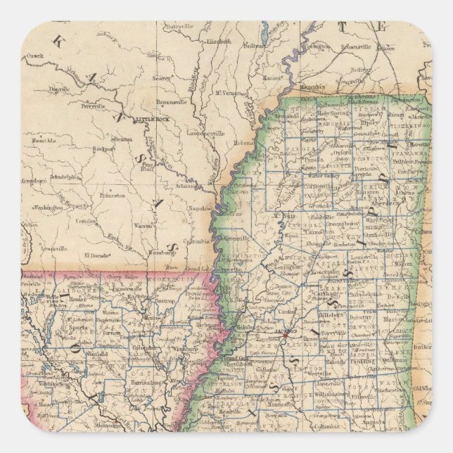 States of Mississippi and Louisiana Square Sticker (Front)