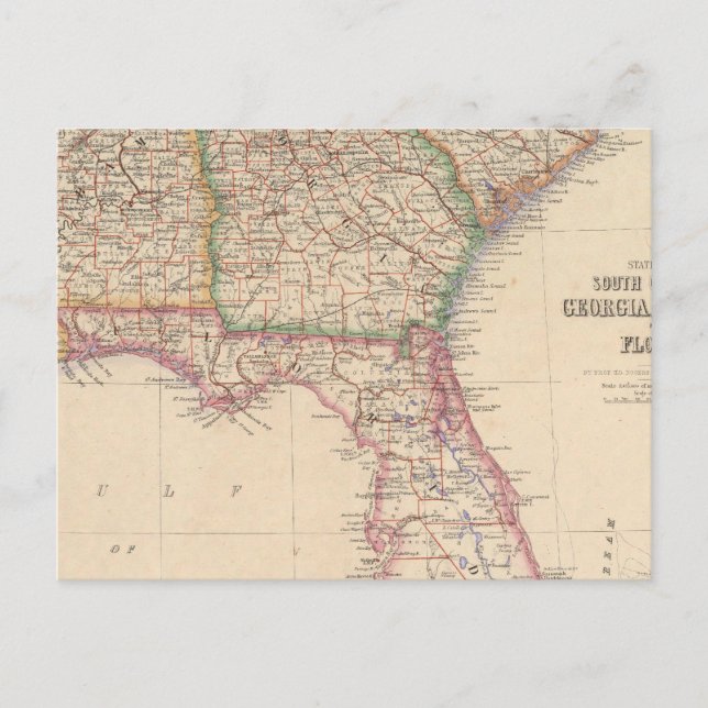 States of South Carolina, Georgia, and Alabama Postcard (Front)