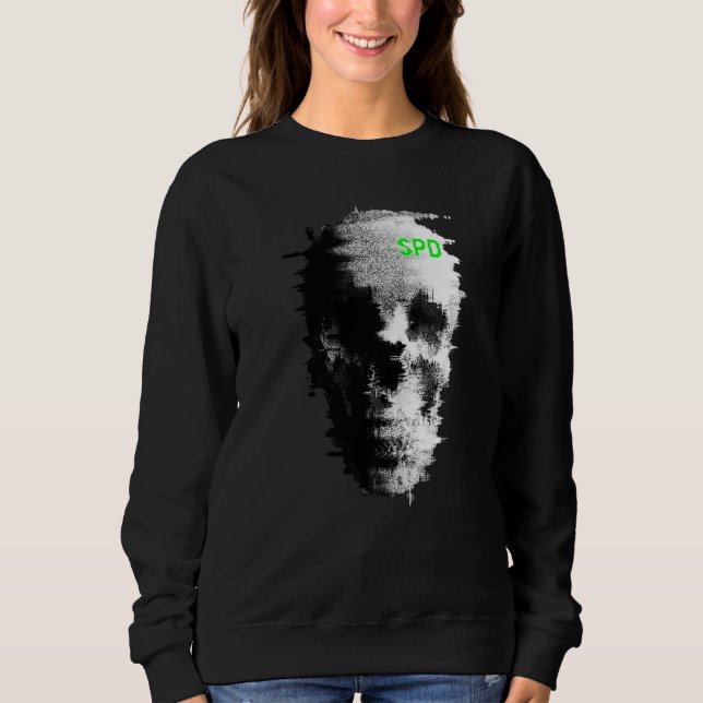 Static Glitch Ghost Skull TV Sweatshirt (Front)