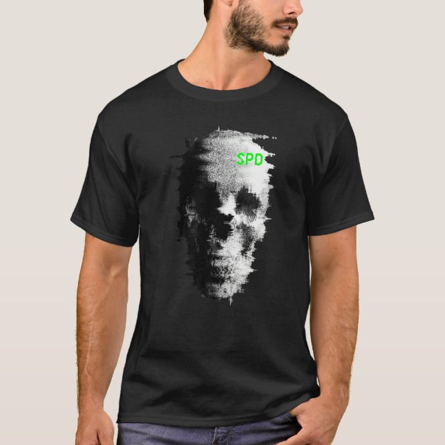 Static Glitch Ghost Skull TV T-Shirt (Front)
