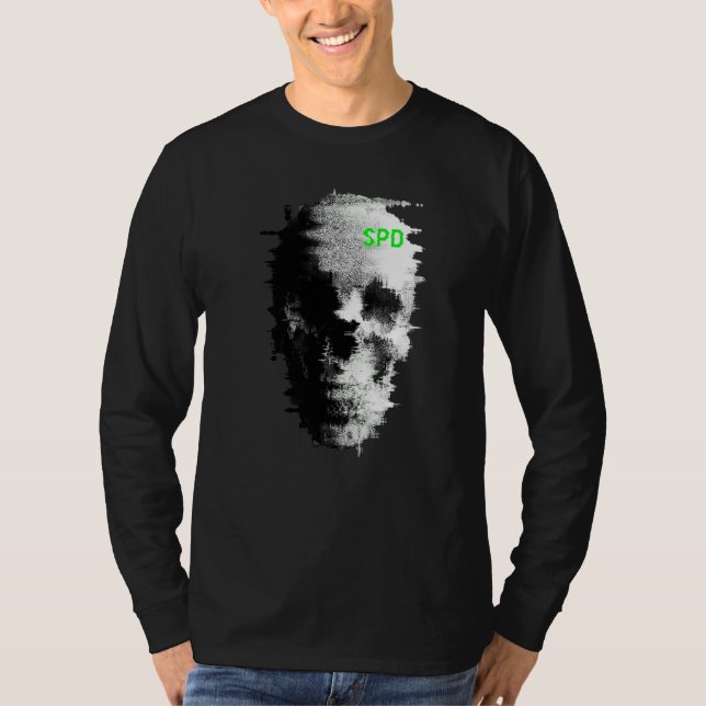 Static Glitch Ghost Skull TV T-Shirt (Front)