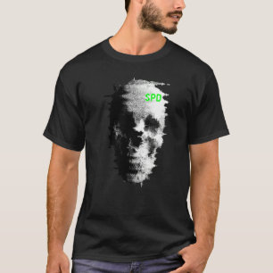 Static Glitch Ghost Skull TV T-Shirt