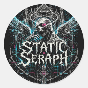Static Seraph Gothic Cyberpunk Graphic Classic Round Sticker