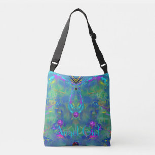 Static Stunning Abstract with Your Text Crossbody Bag