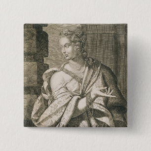 Statilia Messalina third wife of Nero (engraving) 15 Cm Square Badge