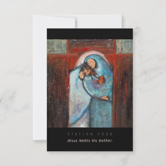 Station Four, Jesus meets mother Prayer Card (Front)