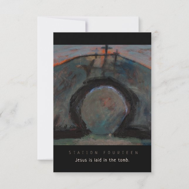 Station Fourteen, Jesus laid in tomb, Prayer Card (Front)