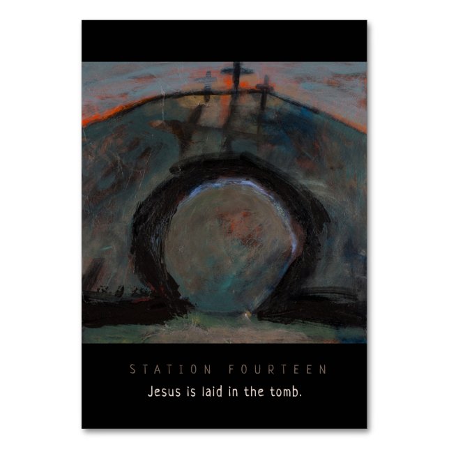 Station Fourteen, Jesus laid in tomb, Prayer Card (Front)