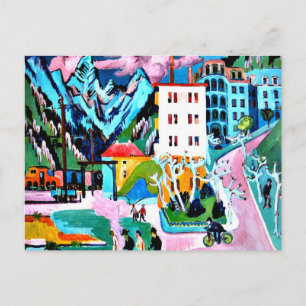 Station in Davos, Ernest Ludwig Kirchner painting Postcard