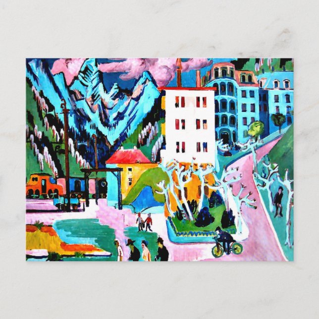 Station in Davos, Ernest Ludwig Kirchner painting Postcard (Front)