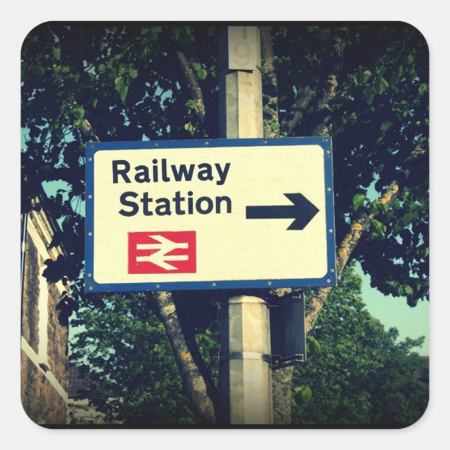 Station Sign Square Sticker (Front)