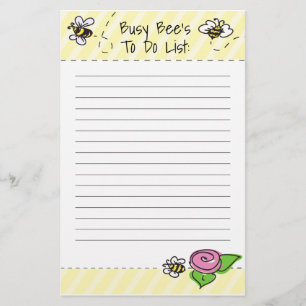 Stationary Busy Bee's To Do List Stationery