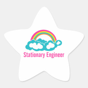 Stationary Engineer Cloud Rainbow Star Sticker