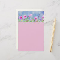 Stationary Pink And Blue Floral Trimmed Writings