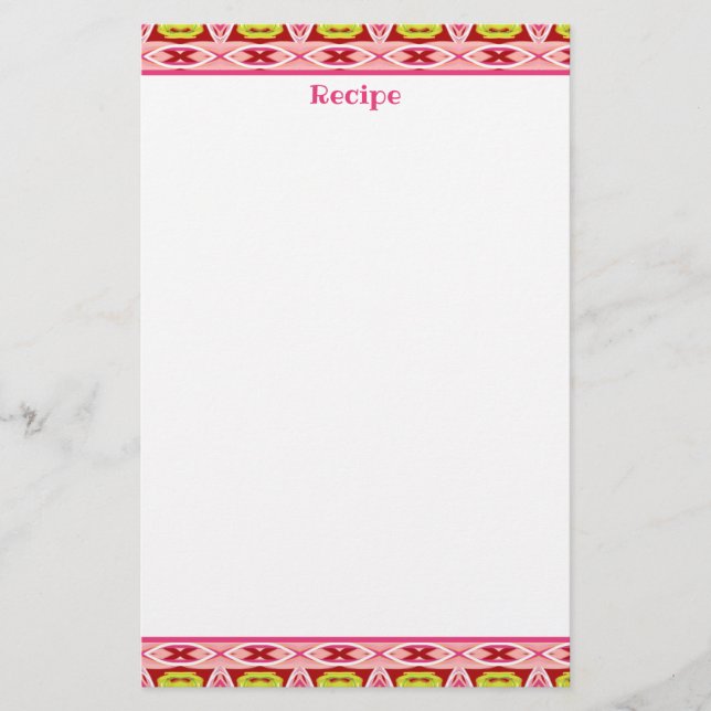 Stationary Recipe Note Paper (Front)