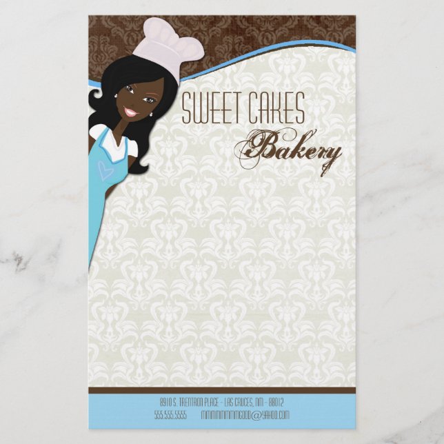 Stationery - African American Baker Cup Cakes Bake (Front)