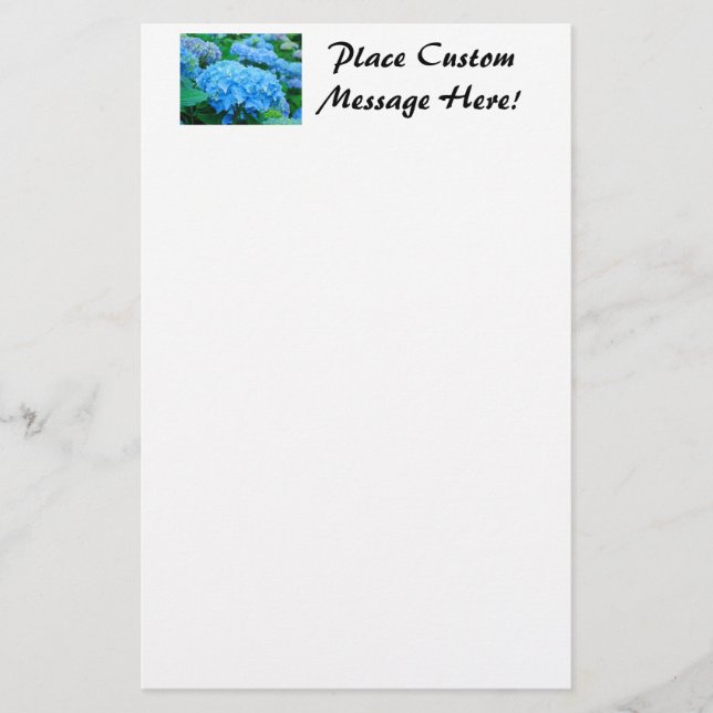 Stationery Blue Hydrangea Flower Garden Customise (Front)