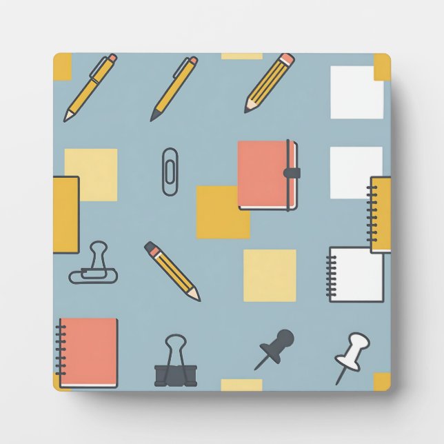 Stationery Chaos Pencils Notebooks Sticky Notes  Plaque (Front)