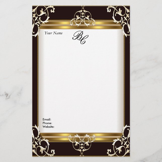 Stationery Elegant Gold White Black Elite (Front)