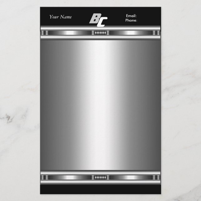 Stationery Elegant Silver Chrome Black Elite (Front)