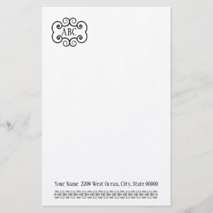 Stationery Linen Paper/ White Colour Monogram