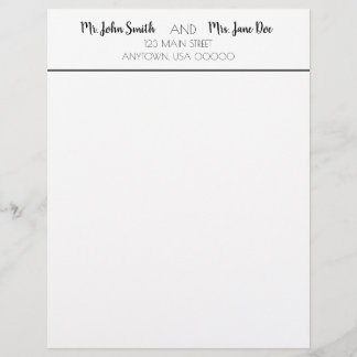 Stationery - Mr and Mrs Different With Last Names Custom Letterhead