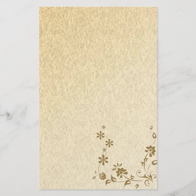 Stationery Old Paper Gold Floral (Front)