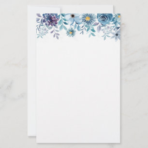 Stationery Paper-Blue Flowers