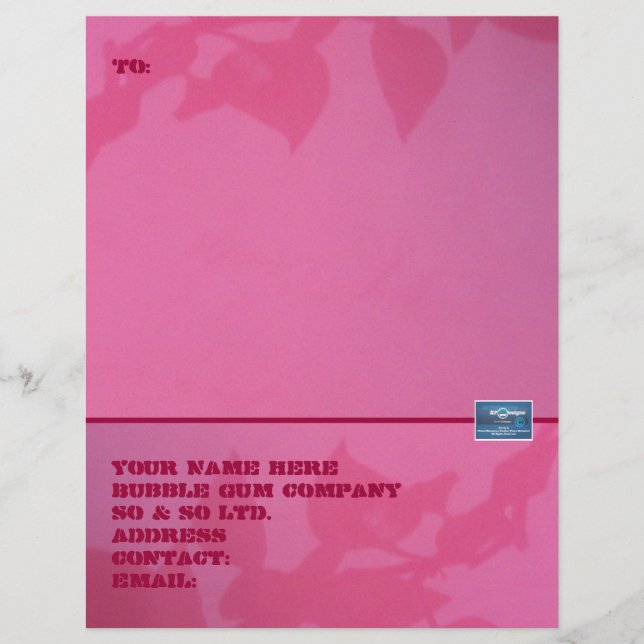 Stationery Paper (Bubble Gum) RFPMDesigns ©️2024 (Front)