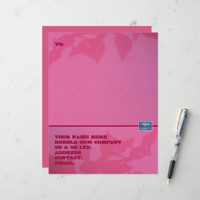 Stationery Paper (Bubble Gum) RFPMDesigns ©️2024 (Front/Back In Situ)