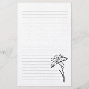 Stationery Paper Lily Line Drawing
