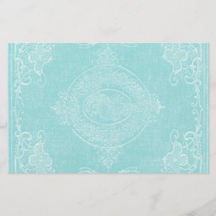 Stationery Paper Vintage Book Cover Icy Aqua Blue