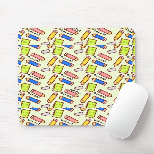 Stationery pattern on yellow mouse mat (With Mouse)