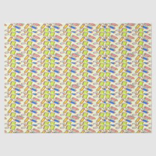Stationery pattern on yellow tissue paper