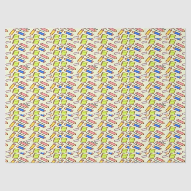 Stationery pattern on yellow tissue paper (Front)