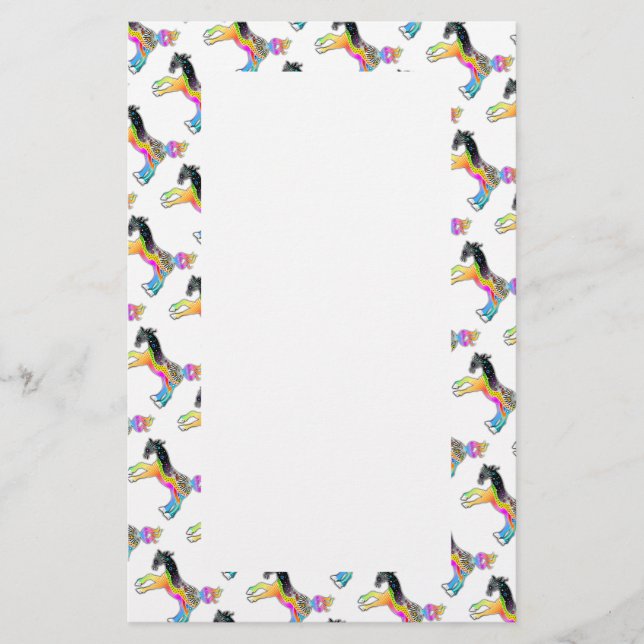STATIONERY, Pop Art HORSES Stationery (Front)