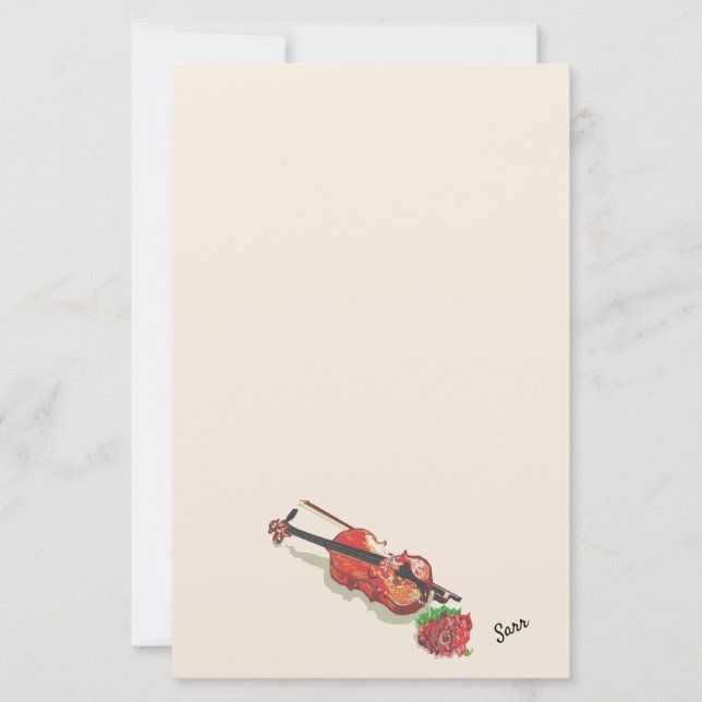 Stationery : Violin & Rose (Front)