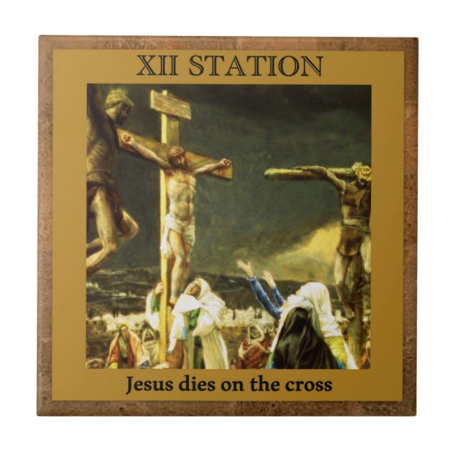 Stations of the Cross #12 of 15 Jesus Dies Tile (Front)