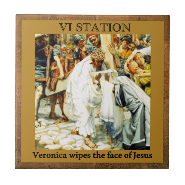 Stations of the Cross #6 of 15 Veronica Tile (Front)