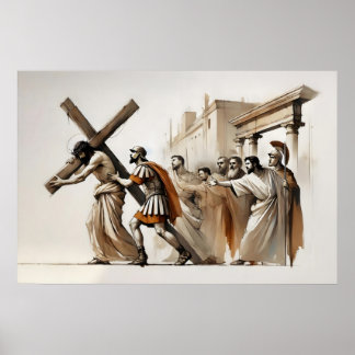 Stations Of The Cross Jesus Takes Up The Cross Poster