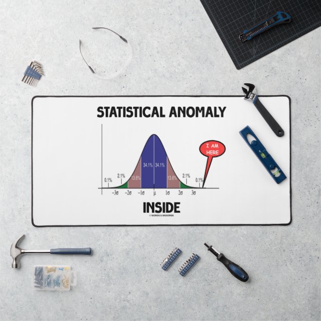 Statistical Anomaly Inside Bell Curve I Am Here Desk Mat (Workstation)