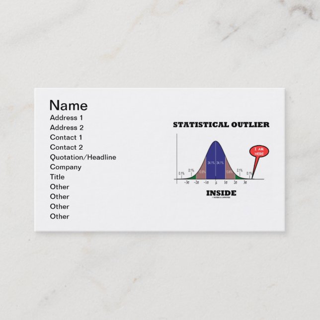 Statistical Outlier Inside (Bell Curve Humour) Business Card (Front)