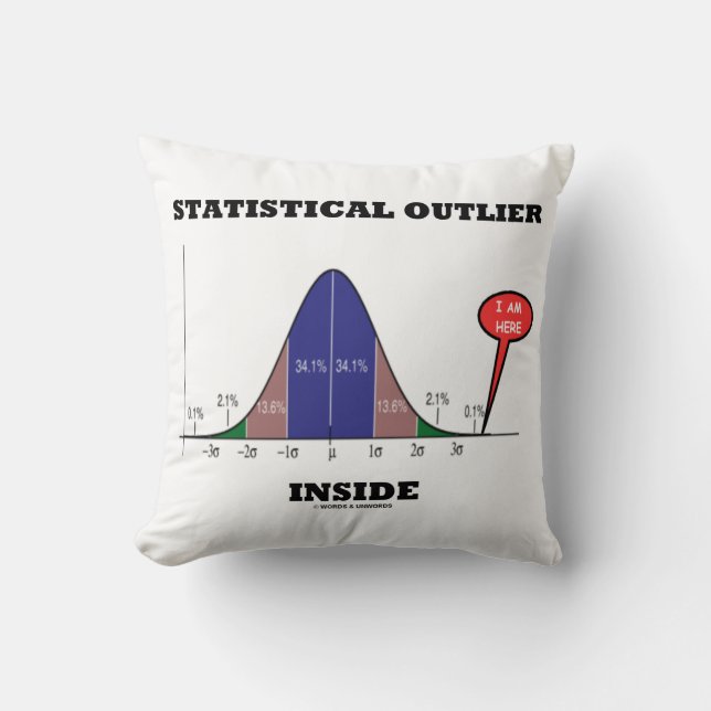 Statistical Outlier Inside (Bell Curve Humour) Cushion (Front)