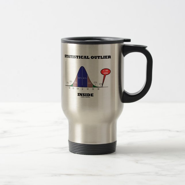 Statistical Outlier Inside (Bell Curve Humour) Travel Mug (Right)