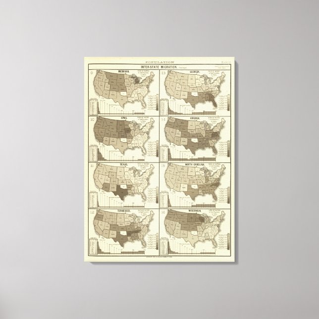 Statistical United States lithographed maps Canvas Print (Front)