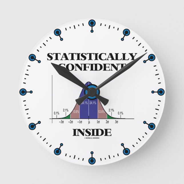 Statistically Confident Inside (Bell Curve Humour) Round Clock (Front)