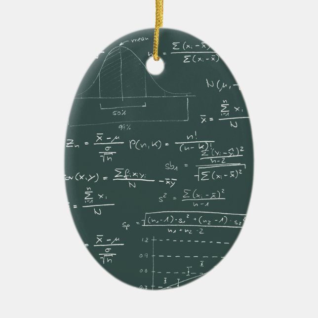 Statistics blackboard ceramic tree decoration (Front)