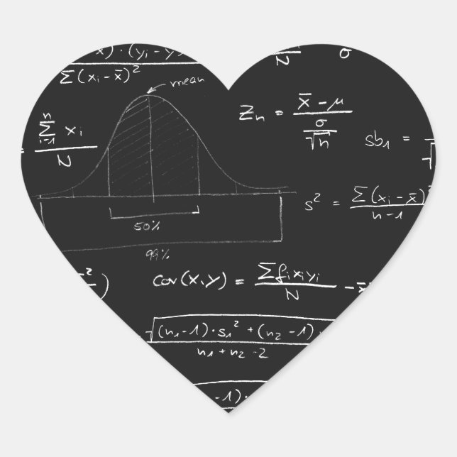 Statistics blackboard heart sticker (Front)